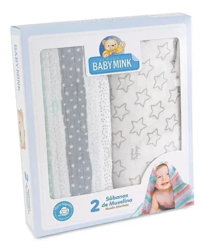 Baby Mink Sábanas Muselina Para Bebé Azul Nuevo