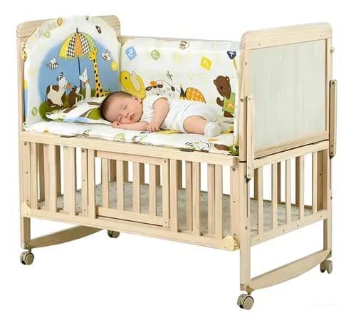 Cuna Corral Plegable De Madera Con Ruedas Y Mosquitero