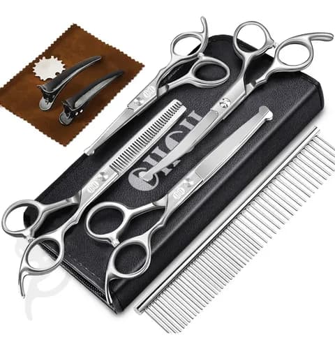 Kit Tijeras Caninas Ciicii Acero Inoxidable Con Punta De Seguridad Y Peine