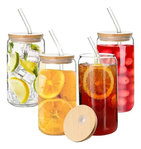 Set De 4 Vasos Lata Vidrio 16oz