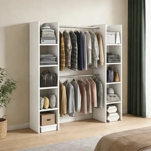 Armario Abierto Organizador De Ropa Blanco De 160 Cm