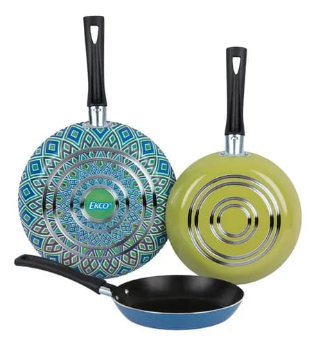 Juego De Sartenes Con Antiadherente Ekco Verde/azul De Aluminio 3 Piezas [18,20,24 Cm] Azul/verde