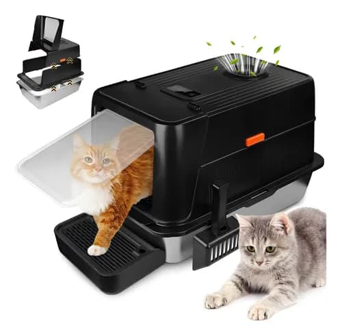 Arenero para gato grande con mascotas