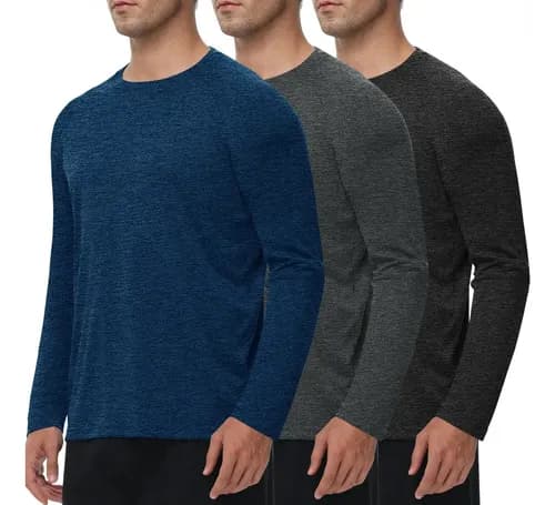 Set 3 Playera Hombre Manga Larga UV Tela Fresca Para Gym