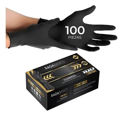 Guantes De Nitrilo Libre De Látex Sin Polvo Azul Negro 100pz
