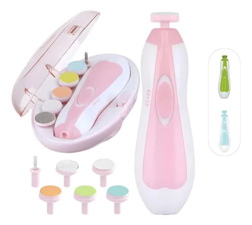 Kit Lima De Uñas Eléctrica Portátil Para Bebé Con Luz 6 En 1