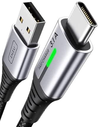 Cable USB C, Cable Tipo C Carga Rápida [2m/3.1A], Nylon QC 3.0 Cable USB-C a USB A para iPhone 17 16 15 Samsung S23 S22 S21 S20 S10 Note 20 Xiaomi Note 11 Huawei P30 Google Pixel 7 Pro Switch PS5