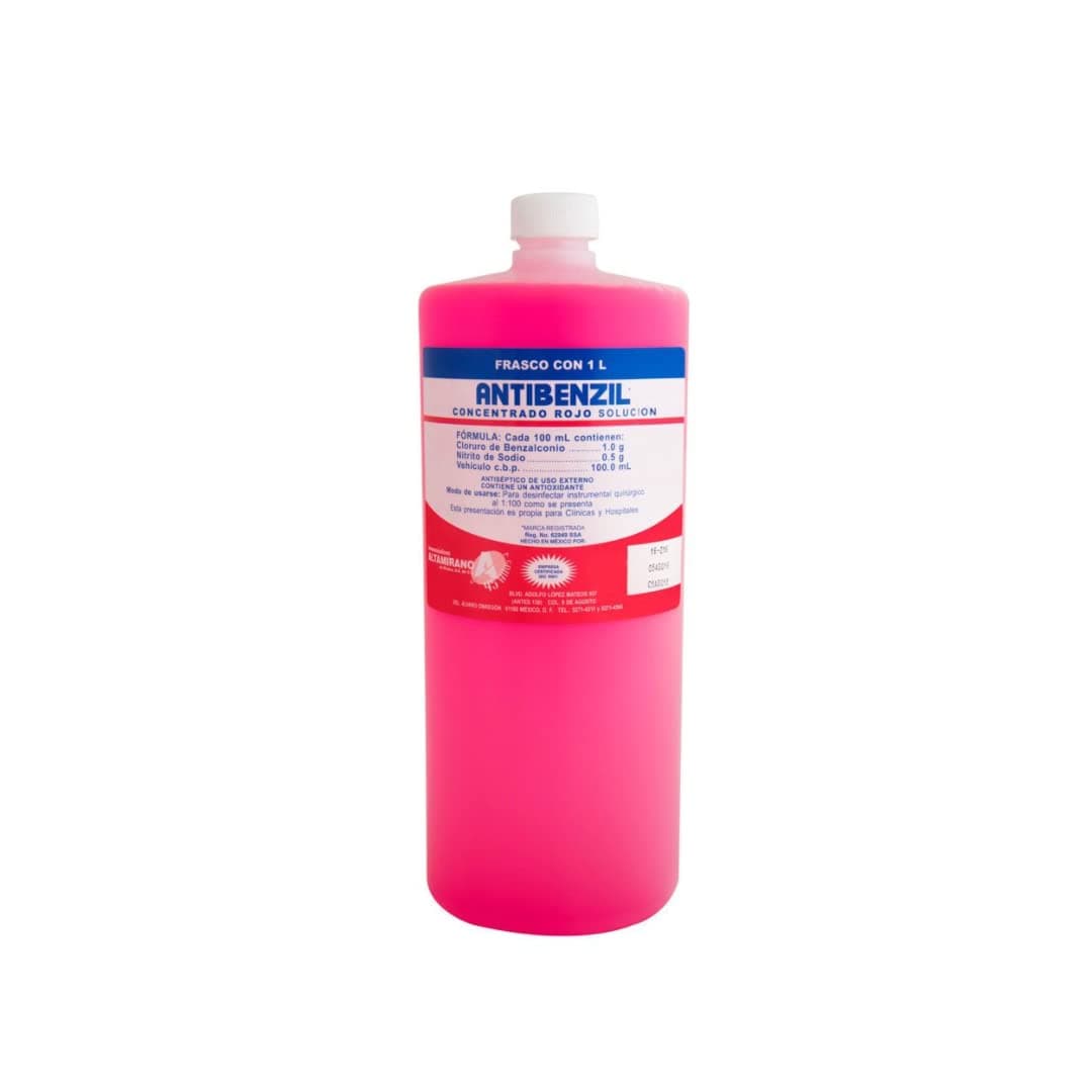 Antibenzil Concentrado NF* Solución antiséptica Rojo 1 Litro Farmacéuticos Altamirano
