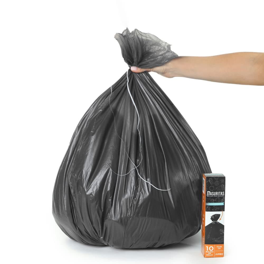 Basuritas | 50 Bolsas de Basura Jumbo de 75 x 90 cm (Pack 5x10)
