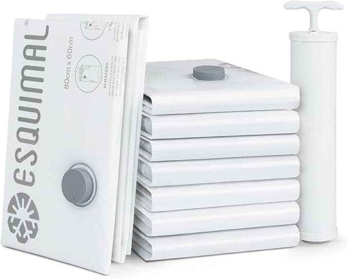 ESQUIMAL Bolsas de Almacenamiento de Compresión al Vacío (9 pzas 80x60 cm) y Bomba de Aire