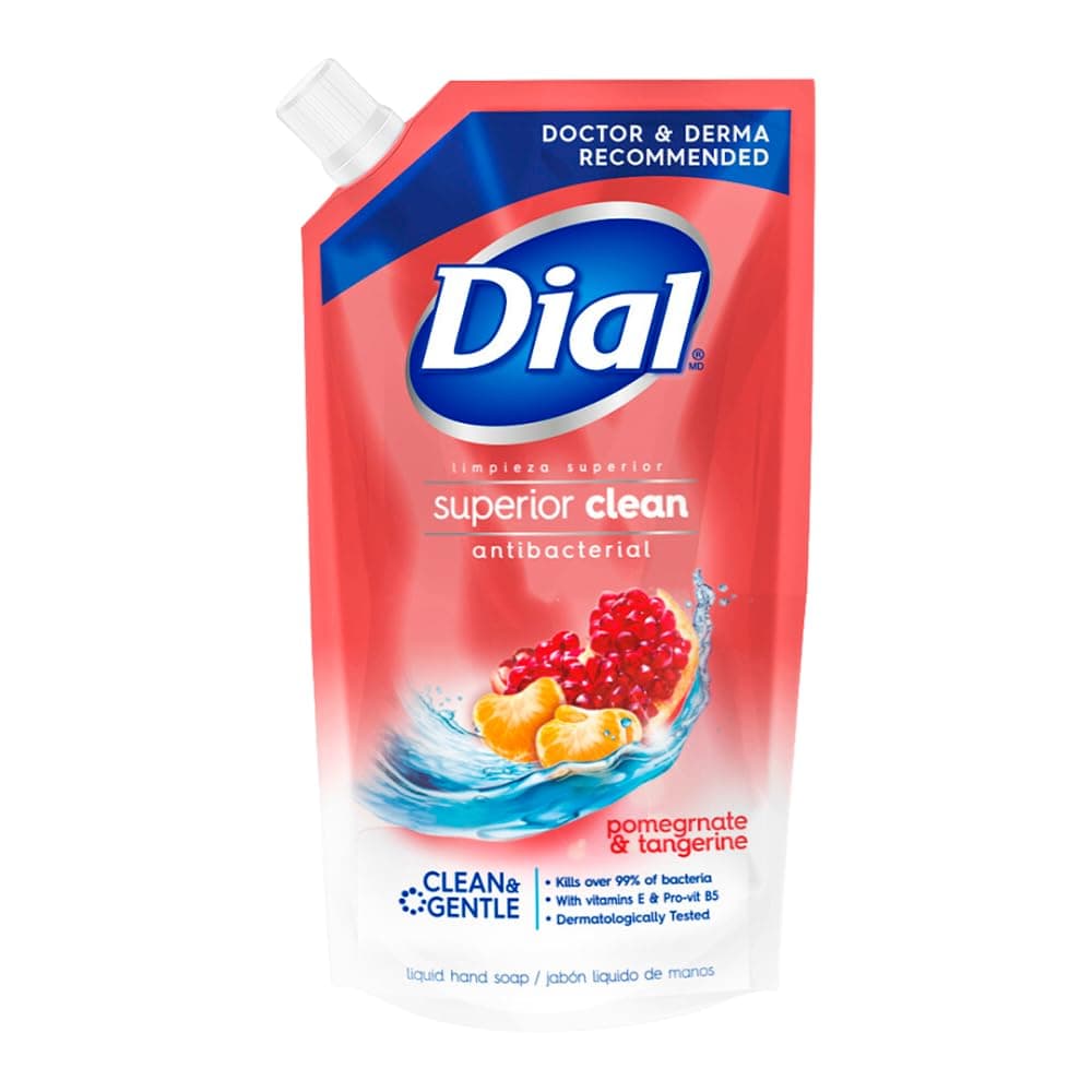 DIAL Jabón para manos, Granada Mandarina, 800ml, elimina el 99% de las bacterias