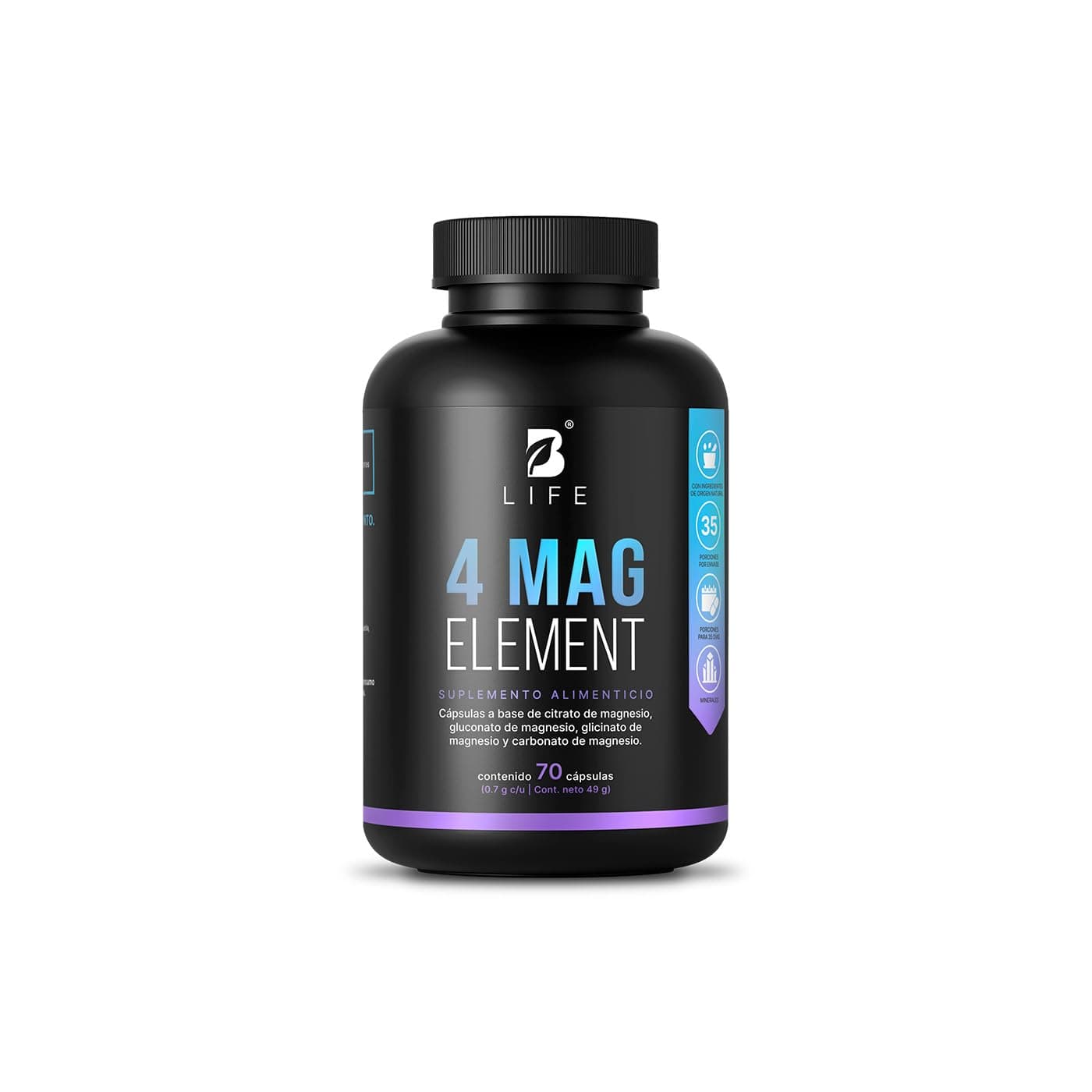 B Life Fórmula Pura de 4 Magnesios con 70 Cápsulas