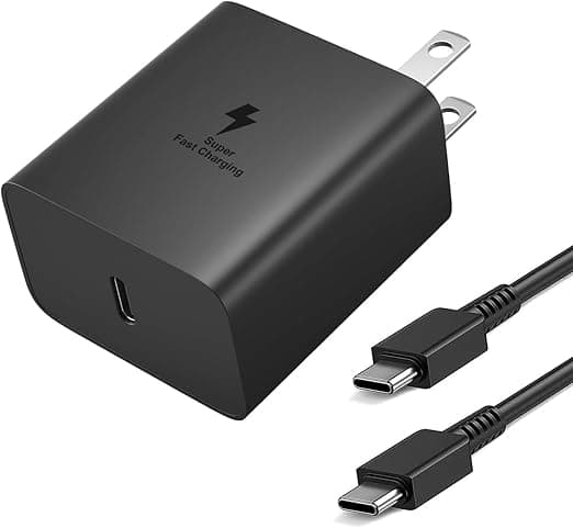 45W Rápido Cargador Tipo C, Cargador USB C Carga Rapida con Cable de 1M, para Samsung Galaxy S25 Ultra/S24 Ultra/S24+/S23 Ultra/S23+/S22 Ultra/S21 FE/Note 10 +/Galaxy Tab S7+/S8+/S8 Ultra/S9+/S9 Ultra