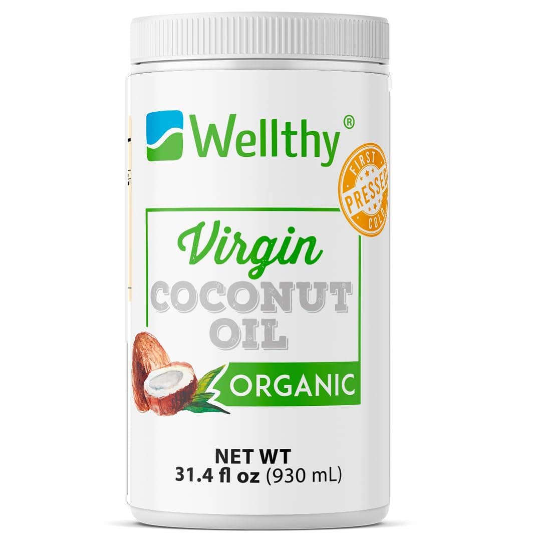 Wellthy Aceite de Coco Extra Virgen 930ml Certificado Orgánico. Libre de Químicos
