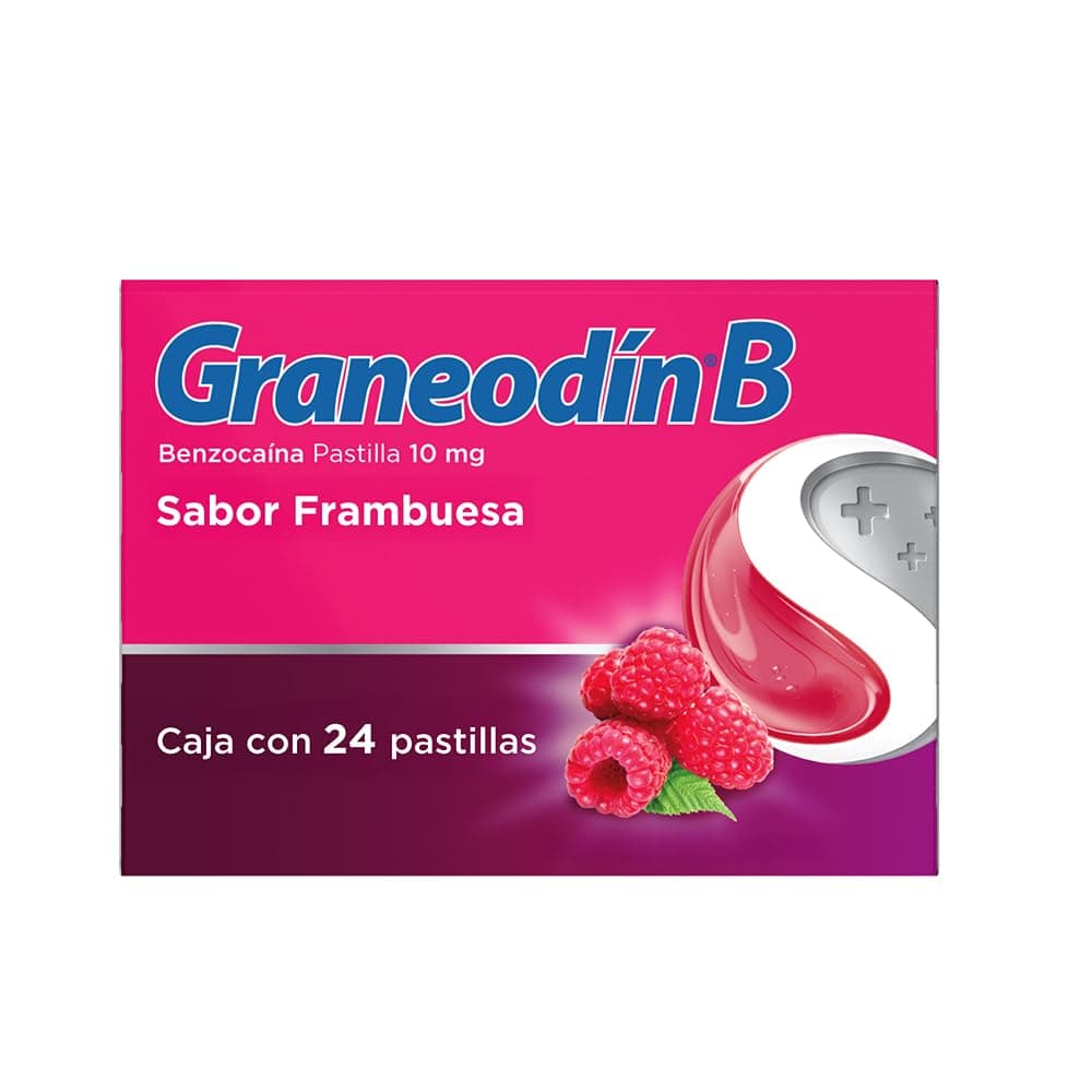 Graneodín B, para dolor de garganta, sabor frambuesa