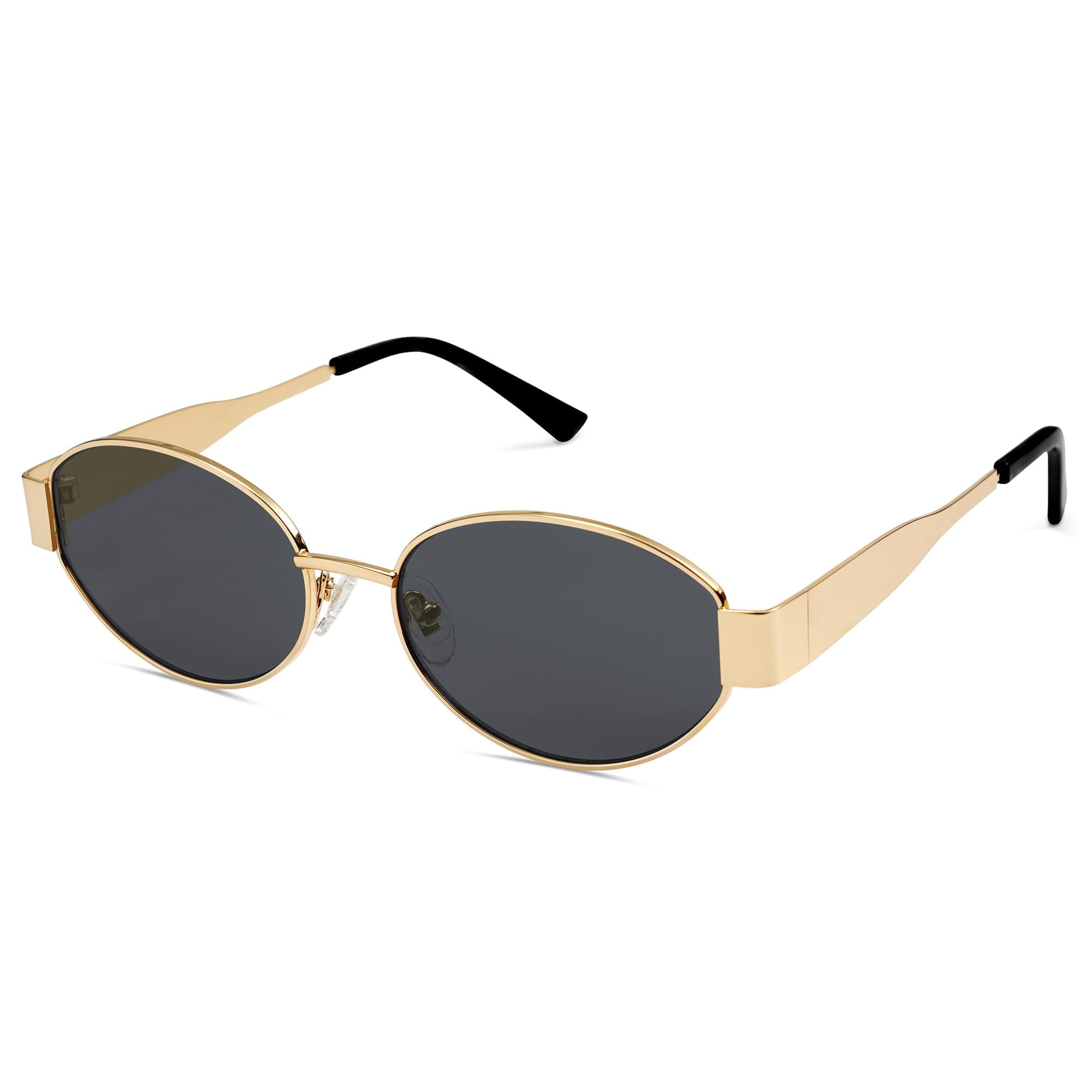 SOJOS Lentes de Sol de Moda para Hombres y Mujeres Retro y Ovalado Marco Metal Lentes Polarizadas
