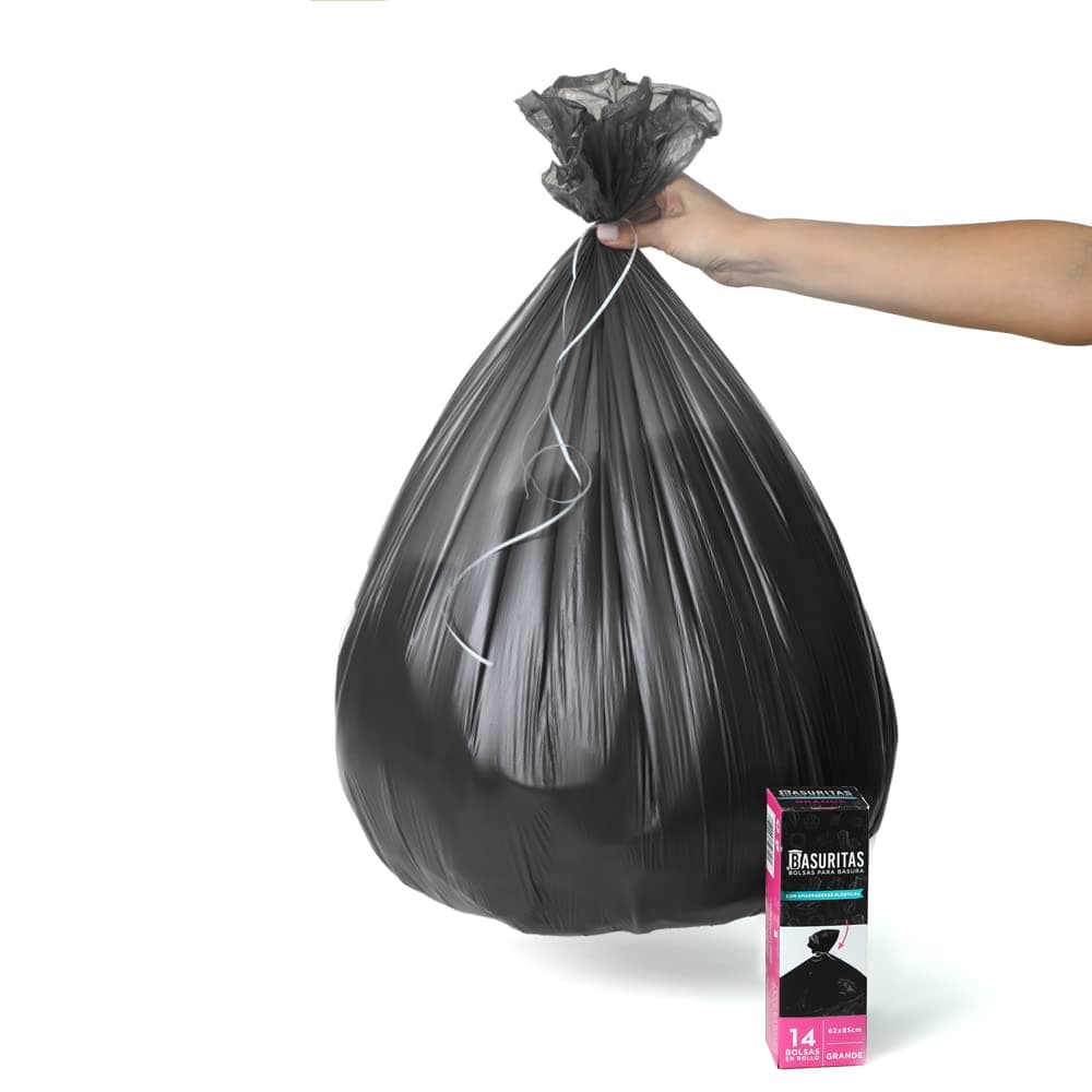 Basuritas | 140 Bolsas de Basura Grandes de 62 x 85 cm (Pack 10x14)