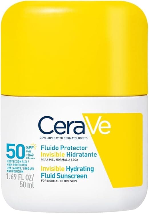 CeraVe Fluido Protector Invisible Hidratante 50FPS protector solar hidratante facial para piel seca