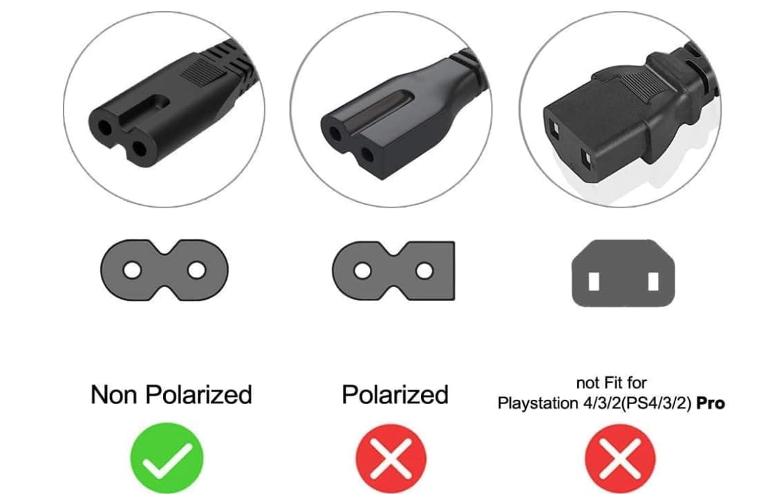 ERJIRO Cable de alimentación universal de 2 clavijas compatible