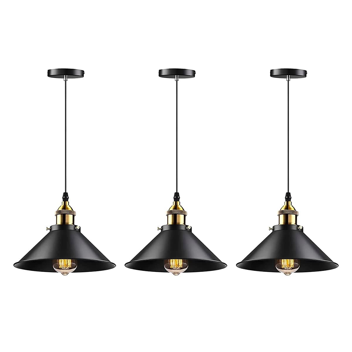 Raganet, 3 Lamparas de Techo Decorativas, Candelabro Colgante Vintage de Una Cabeza 22 Centímetros
