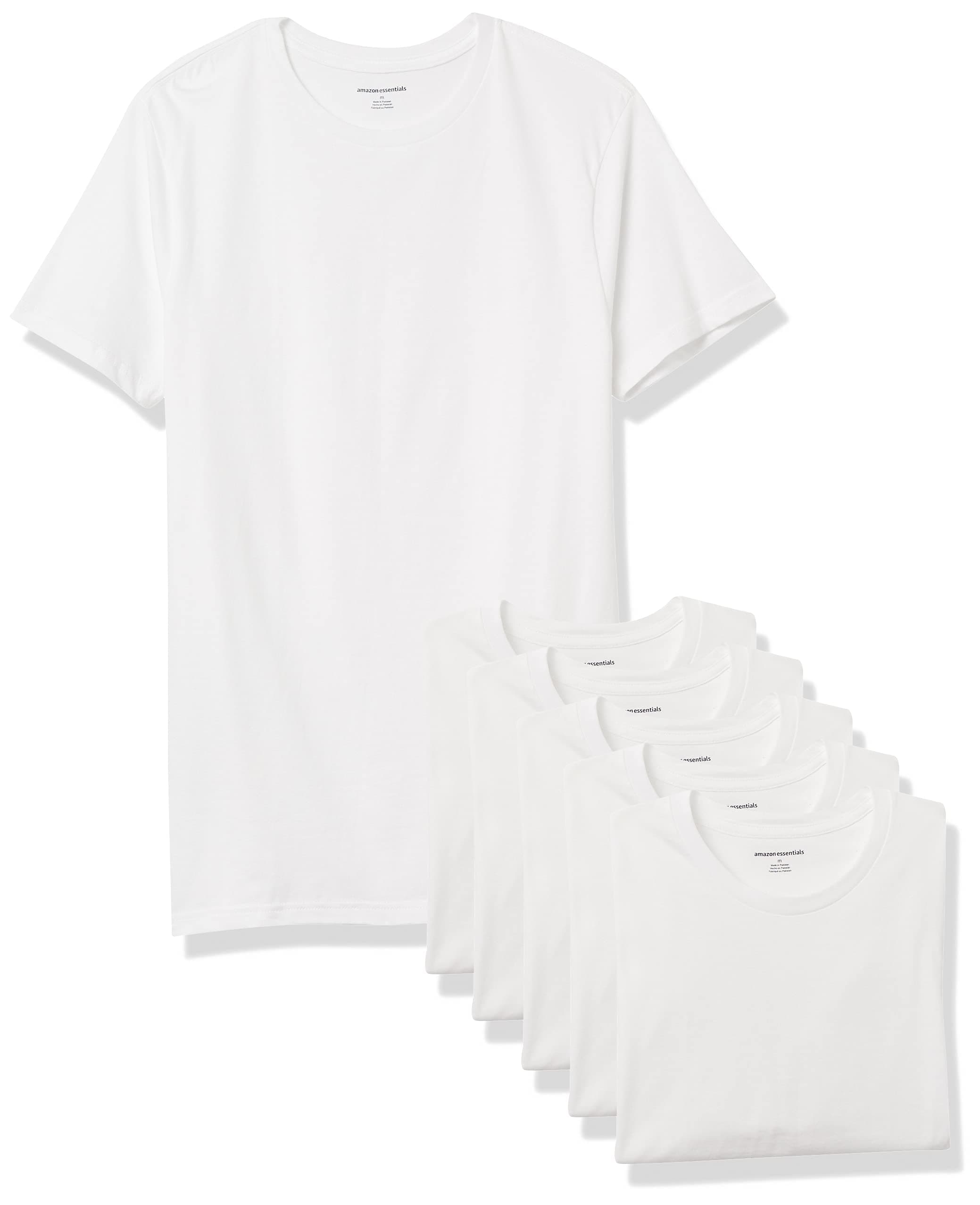 Amazon Essentials Camisetas de Cuello Redondo de Algodón de Corte Ajustado Hombre