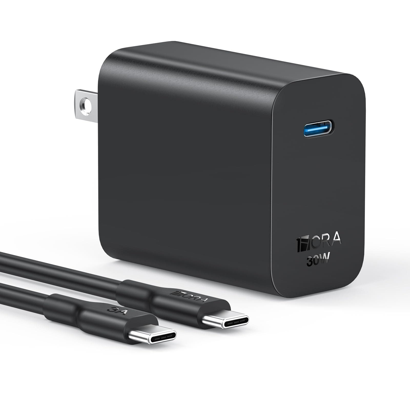 1 Hora Cargador 30W Tipo C GAN Carga Rápida Portátil PD