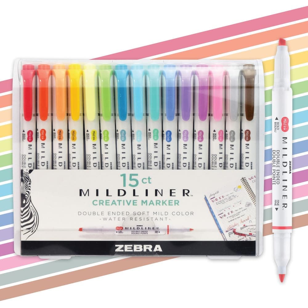 Mildliner Marcador Creativo/Plumon De Doble Punta, Punta Amplia Y Fina Colores Variados 15 Piezas