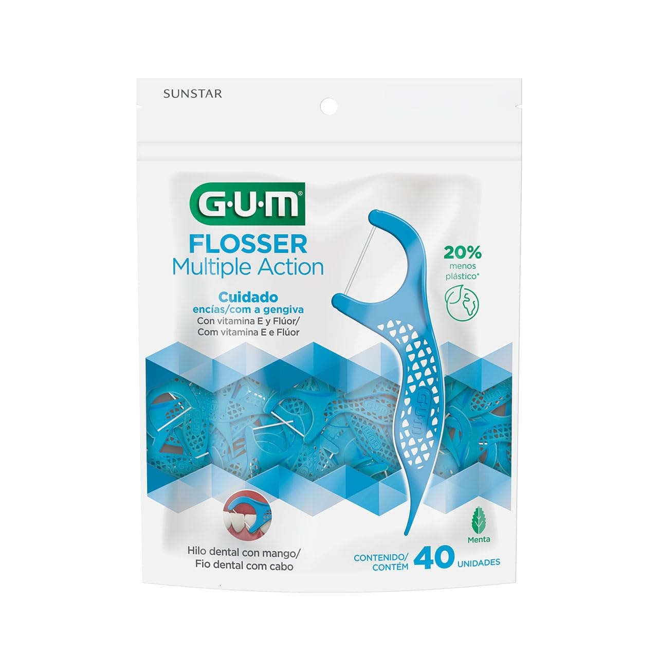GUM Flossers Acción Múltiple 40 pzas – Palillos Dentales