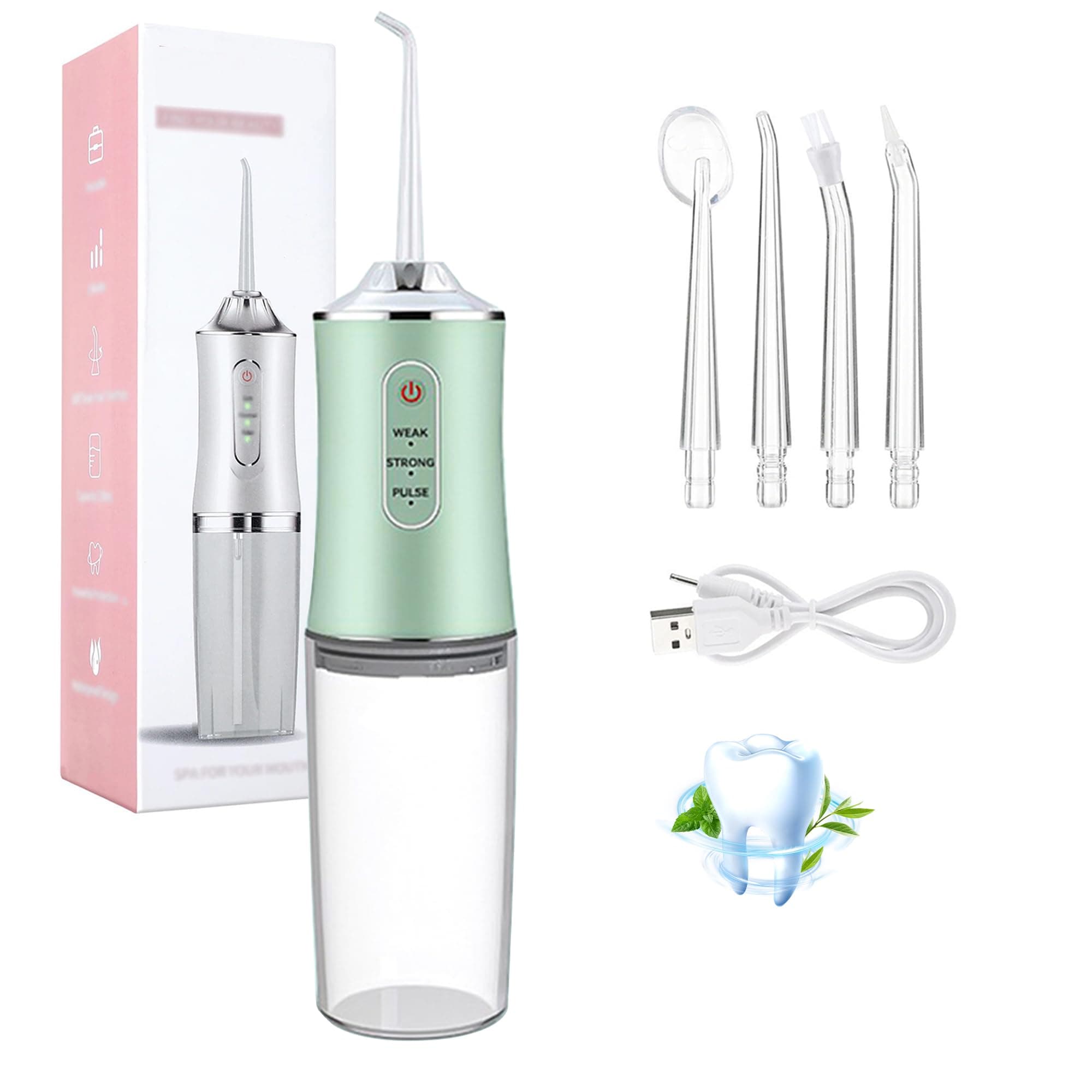 Irrigador Bucal,Limpieza Dental Portatil,3 Modos de Limpieza y 4 Puntas,irrigador Dental
