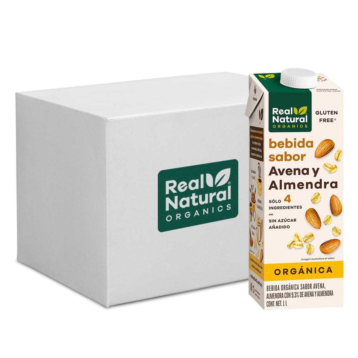 Real Natural Bebida Vegetal Orgánica de Avena y Almendra Sin Azúcar Añadido Sin Gluten Vegana 6