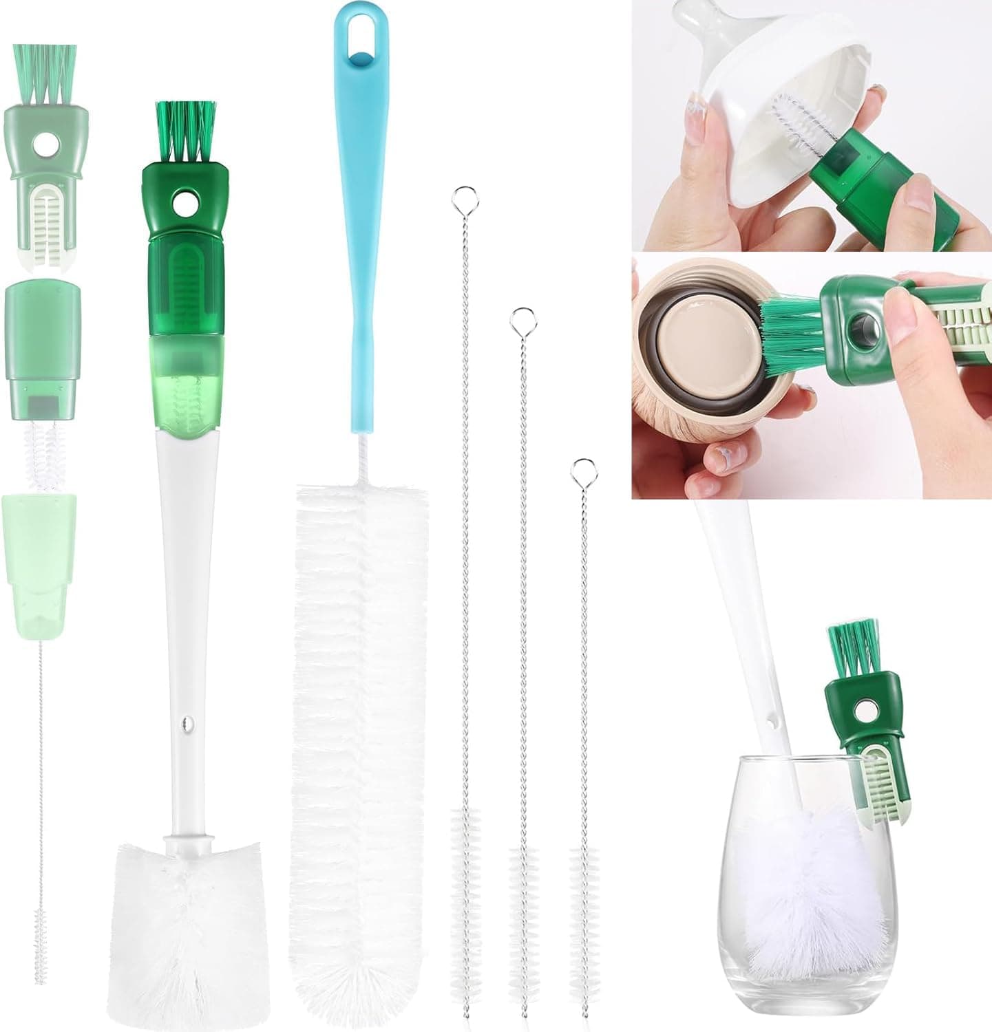 WINCHEERS Kit de 5 Cepillos Limpiabotellas 5 en 1