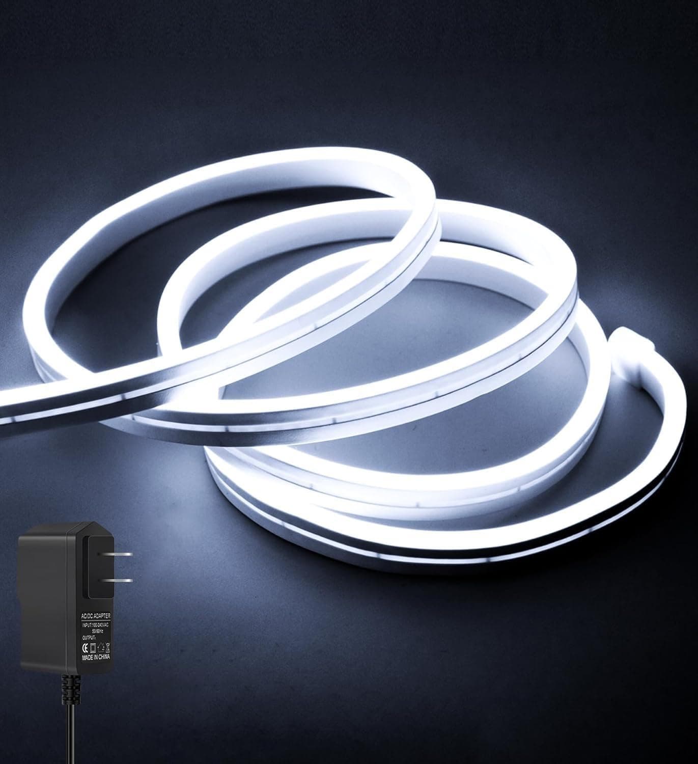 HIFILUZ Luces Led Blanca Neon 5M Luz Led 600 Ledes Flex Cortable Silicona Neon Lights 12V Tiras Led