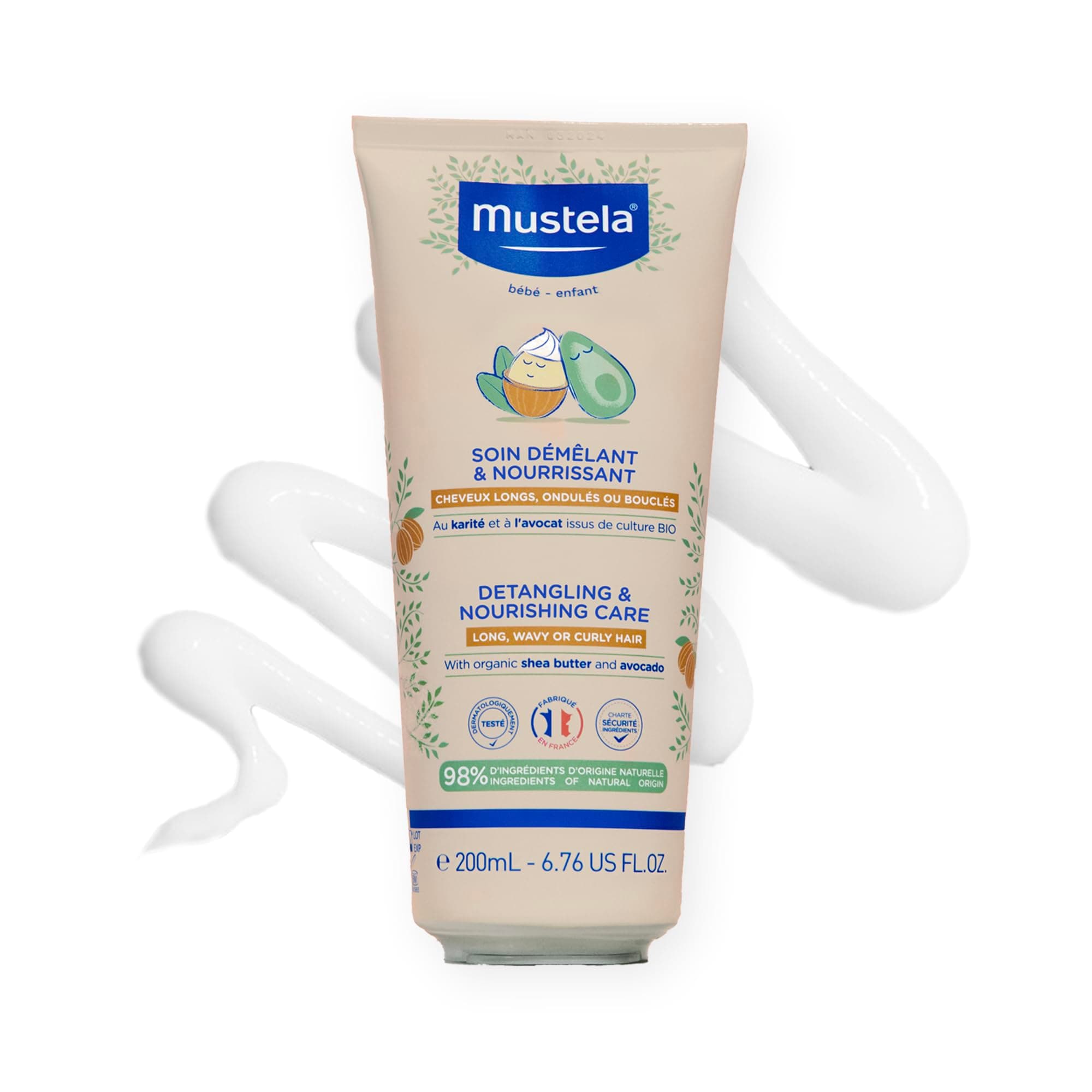Mustela 2 en 1, Acondicionador + Leave in, para cabello Rizado 200ml