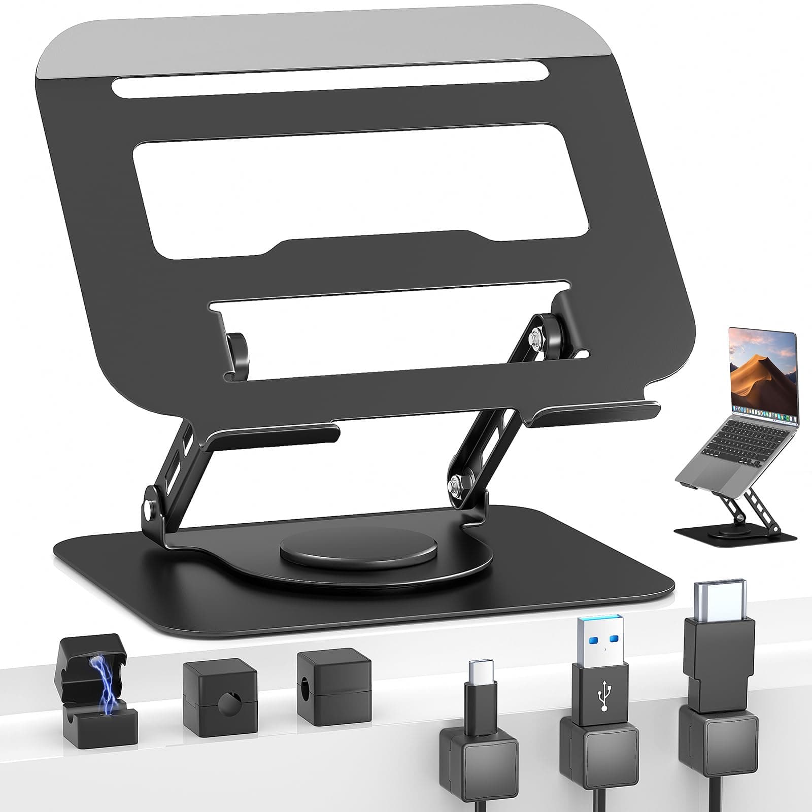 GALASALA Soporte para Laptop, Base Laptop Giratorio 360° Carbono Ajustable