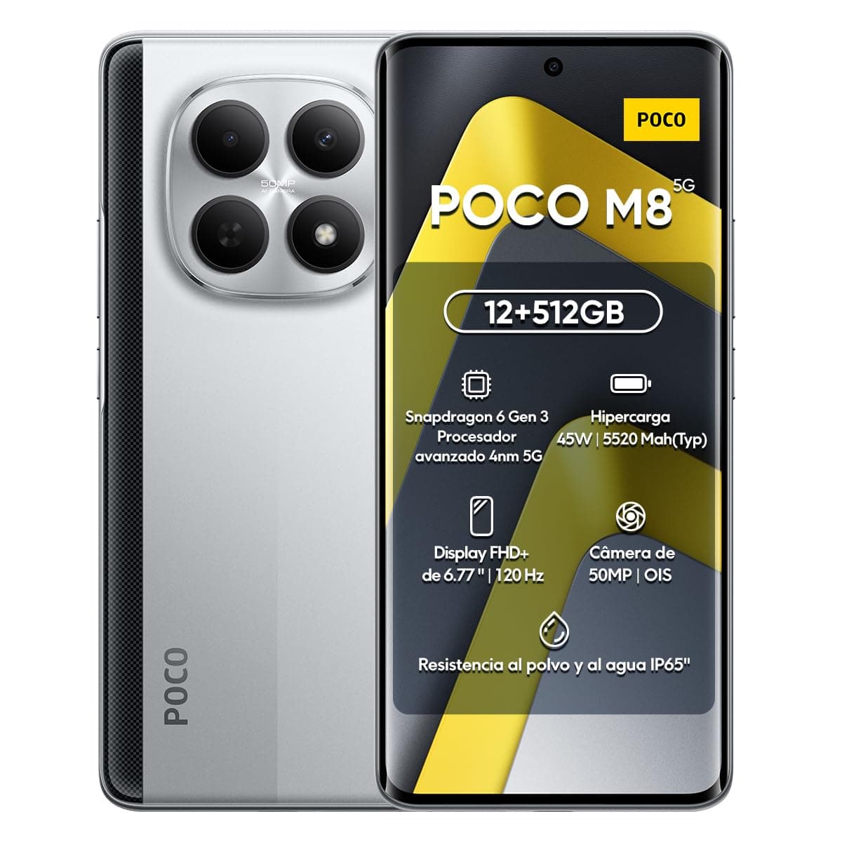 Xiaomi POCO M8 5G,Pantalla Flow AMOLED 6.77", Snapdragon® 6 Gen 3, Batería 5520 mAh, Cámara Dual AI