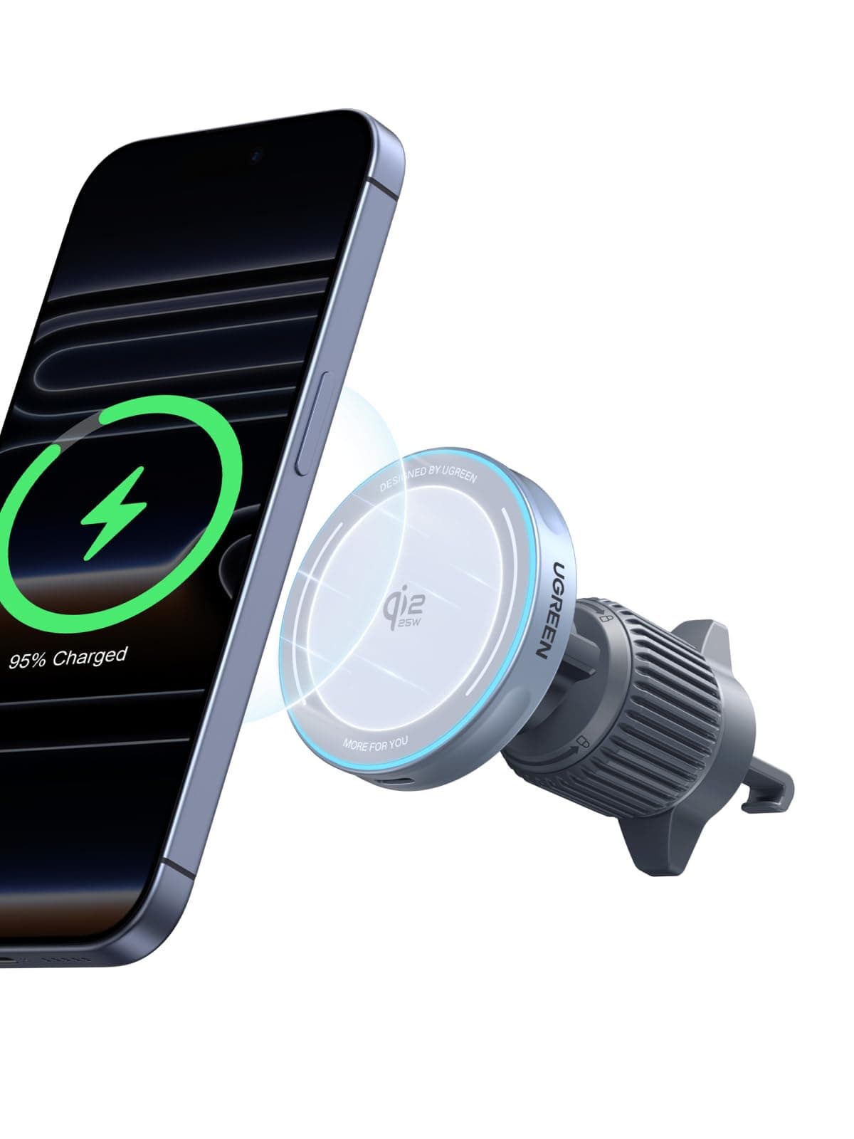 UGREEN 25W Qi2.2 Cargador para Auto Inalámbrico Soporte Celular Automovil