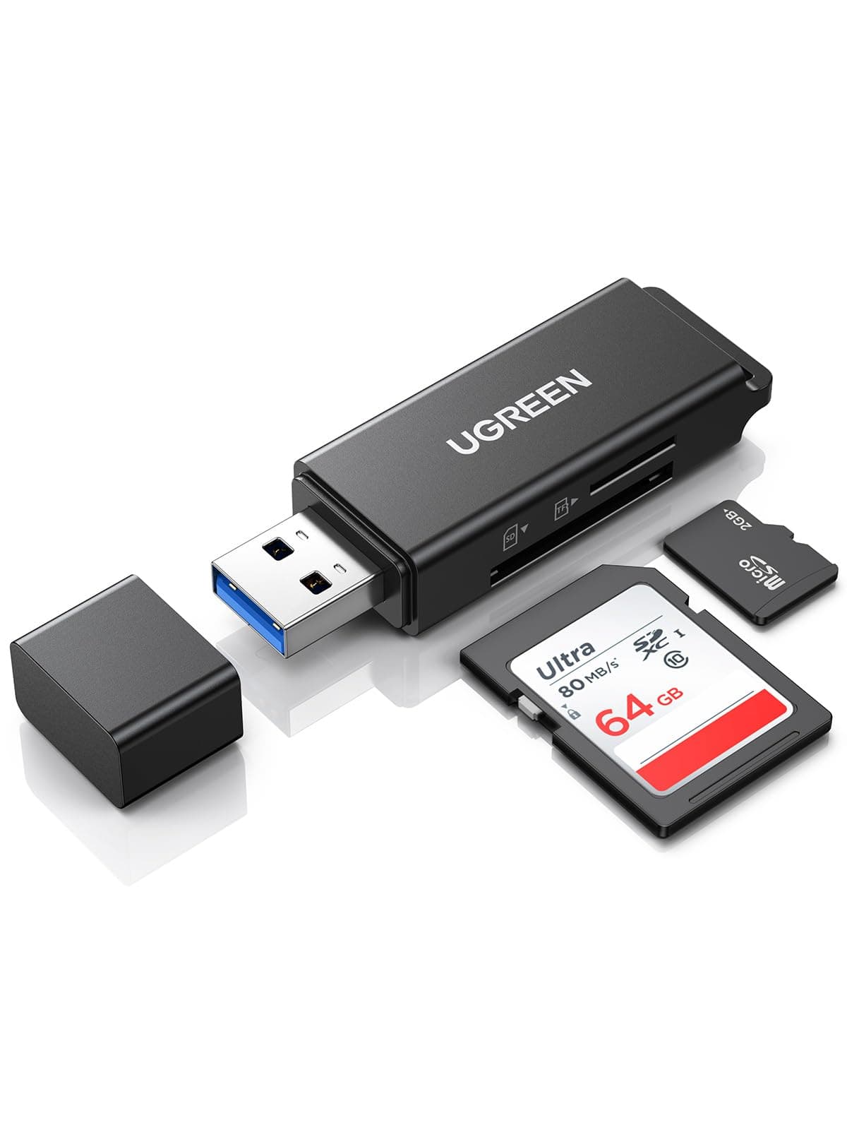 UGREEN Lector USB-A 3.0 SD/TF 200MB/s 5Gbps, Lectura Simultánea 2Tarjetas