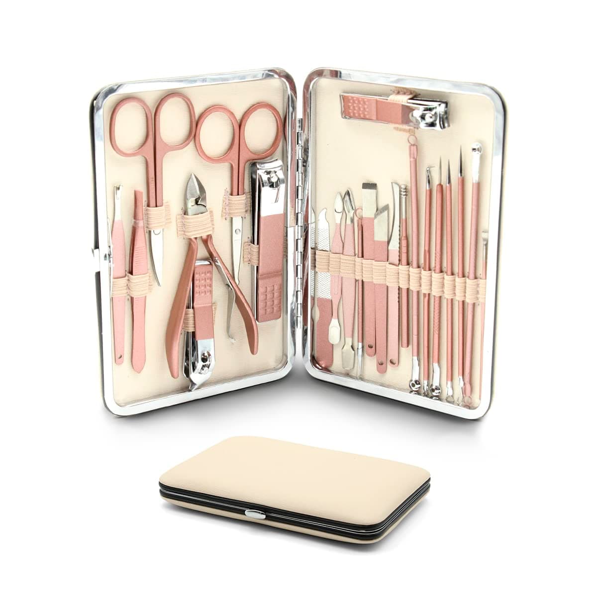 Raganet, Set De Manicure y Pedicure, Cortaúñas, Para Pies y Manos, Acero Inoxidable 23 Piezas