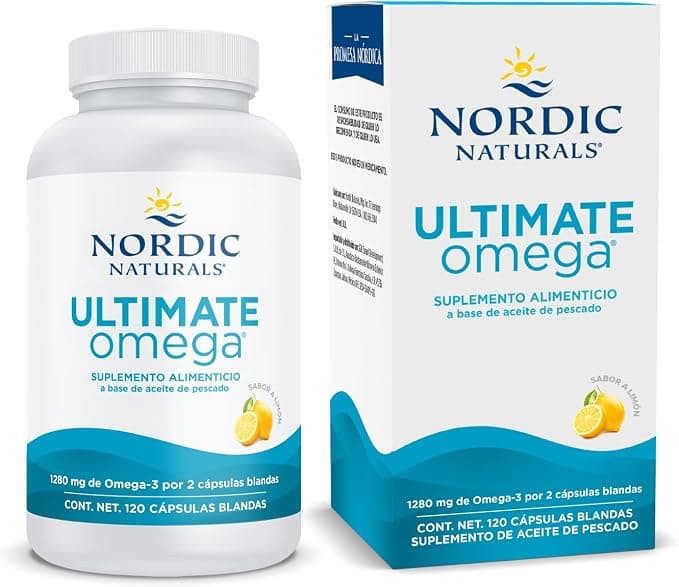 Nordic Naturals Ultimate Omega 3 Aceite de Pescado 1280mg EPA DHA 120 Cápsulas Blandas Sabor Limón