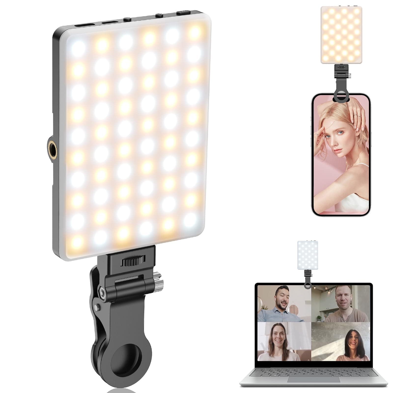 TONEOF Selfie Luz para Celular Recargable con 3 Modos Iluminación/10 Brillo