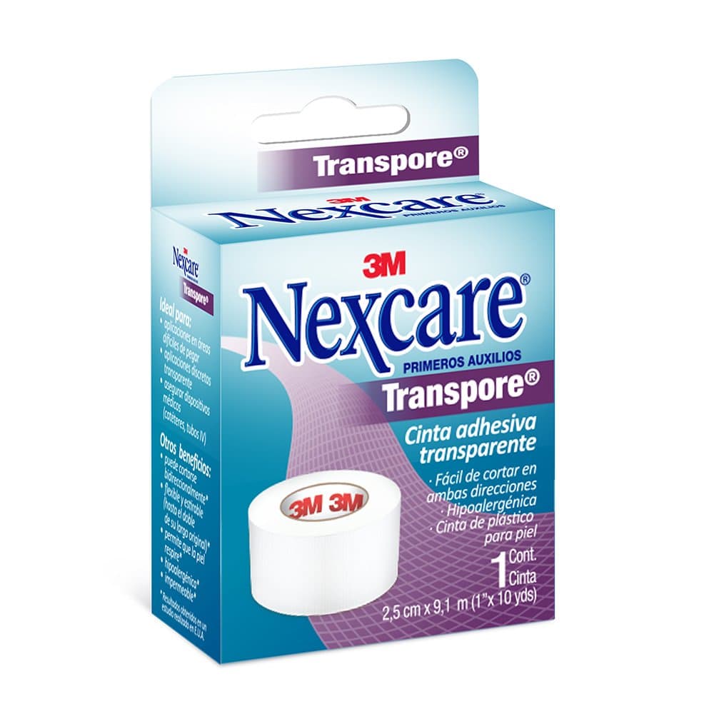 NEXCARE 3M Cinta Médica Transparente Transpore Hipoalergénica 1 rollo
