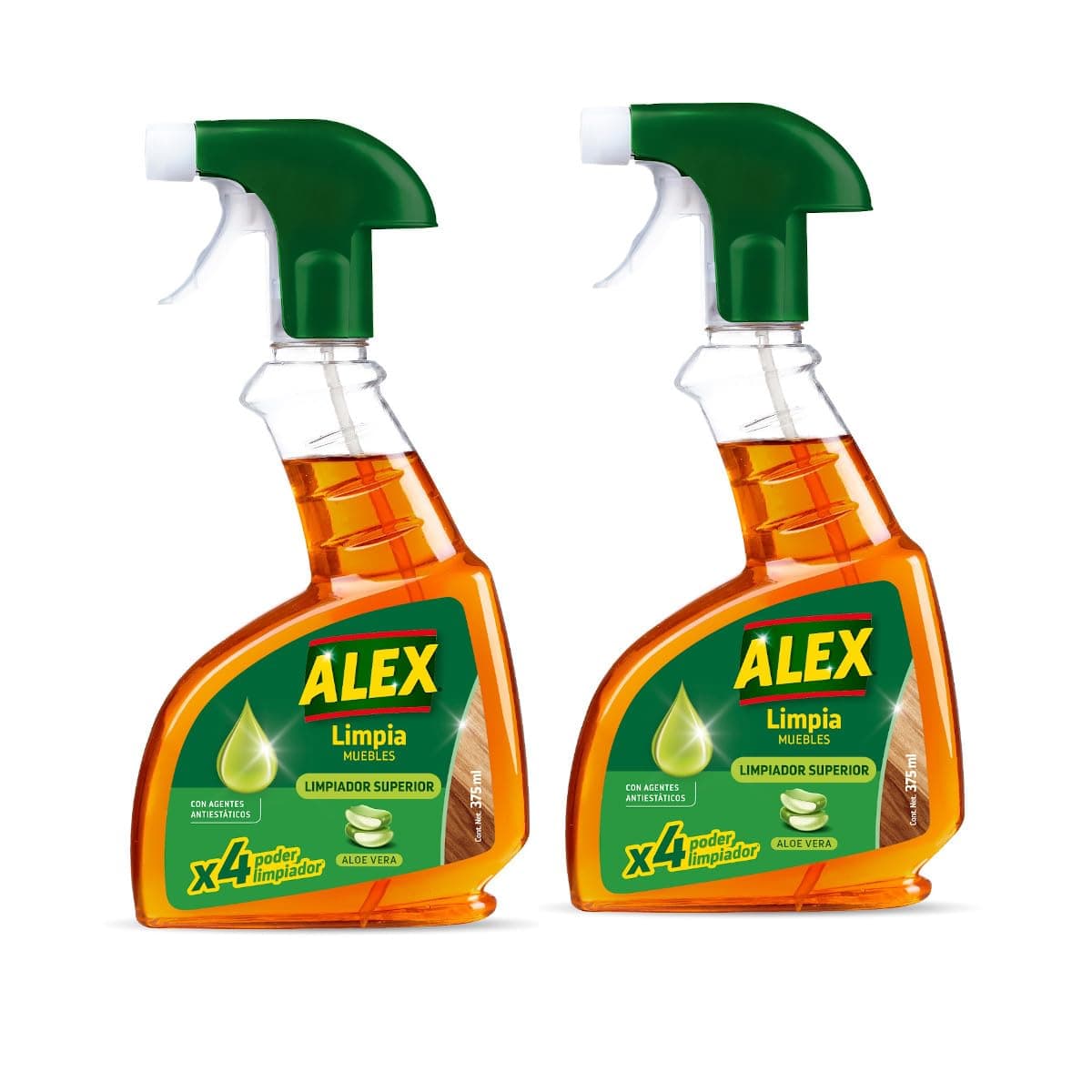LIMPIADOR MUEBLES MADERA ALEX PODER LIMPIADOR CON AGENTES ANTIESTATICOS 375ML, 2 UNIDADES