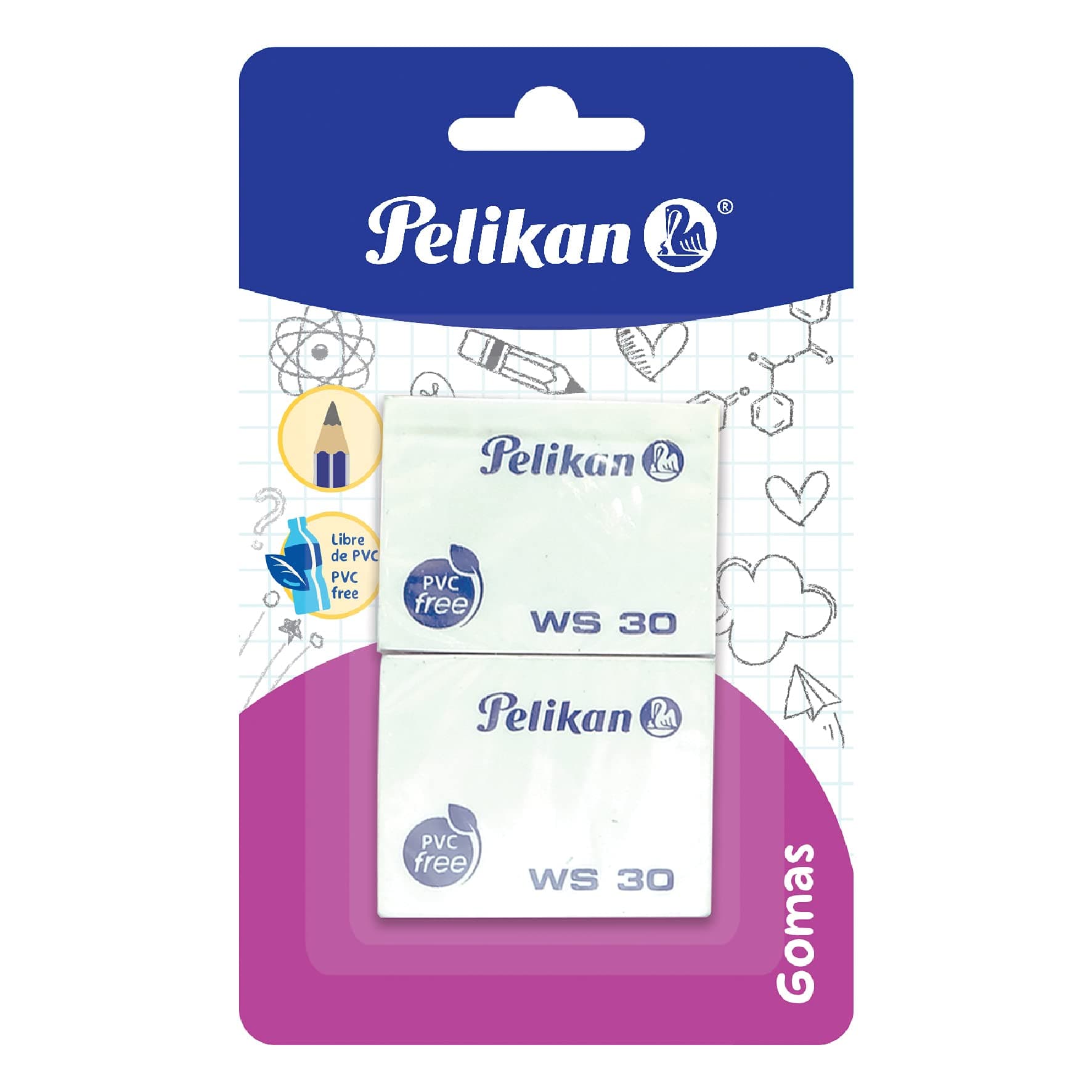 Pelikan Tarjeta de 2 Gomas WS 30, blanco