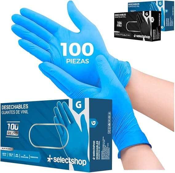 SELECTSHOP Pack De 100 Guantes De Nitrilo Vinil Desechables Sin Polvo Guante Industrial Resistente