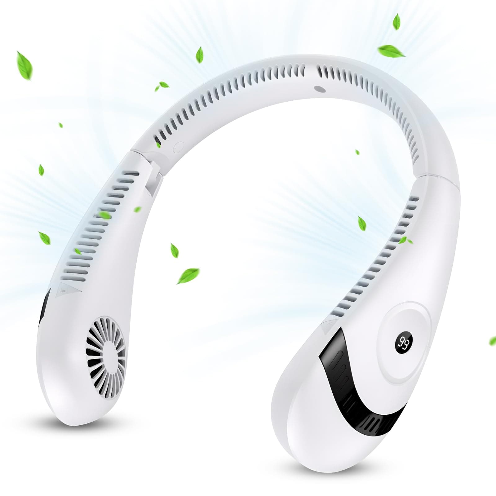 Ventilador de Cuello, Ventilador Portátil con 3 Velocidades de Viento y 80 Salidas de Aire
