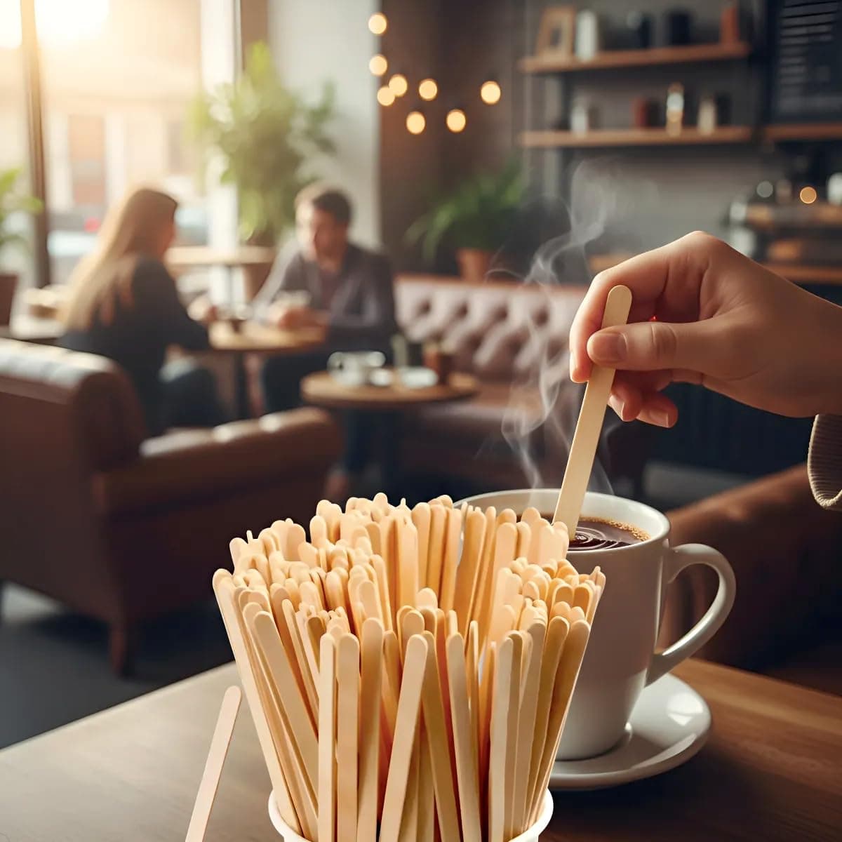Agitadores de madera para bebidas paquete con 1000 agitadores para café desechables de 18 cm