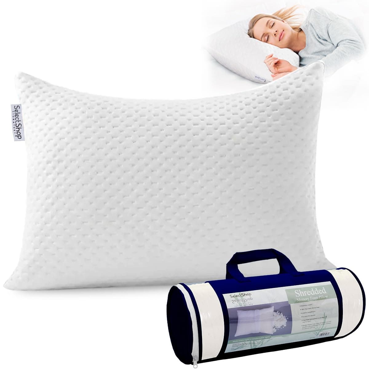 SELECTSHOP Almohada De Memory Foam Triturado Ultra Suave Cojin Ajustable
