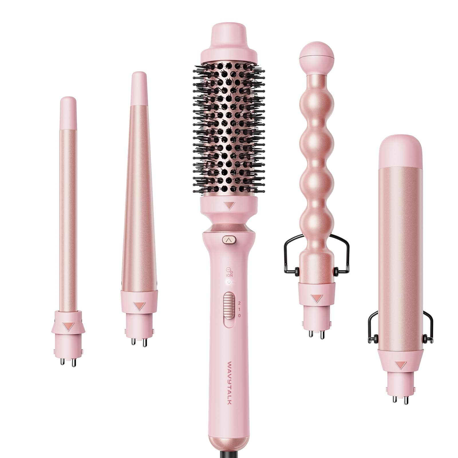 Wavytalk Multi Curl 5 en 1,Con Cepillo Termico y 4 Varitas de Rizadora