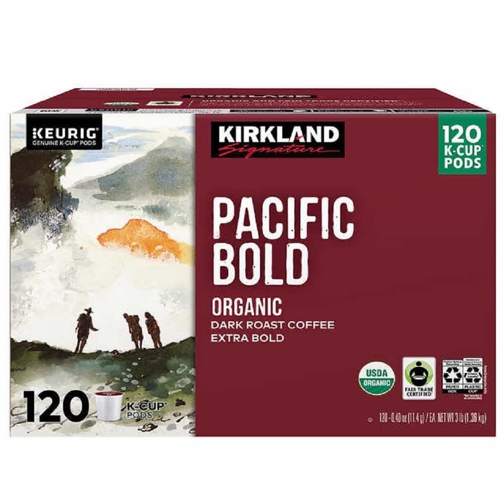 Kirkland Signature Organic Pacific Bold Dark-Roast Coffee, 120 K-Cup Pods