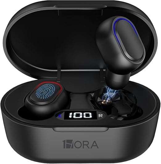 Audifonos Inalambricos con Pantalla Digital, Auriculares Bluetooth 5.3 Audifonos In-Ear Compatible para Samsung Huawei Xiaomi para Correr Escuchar Música Videos (Negro)